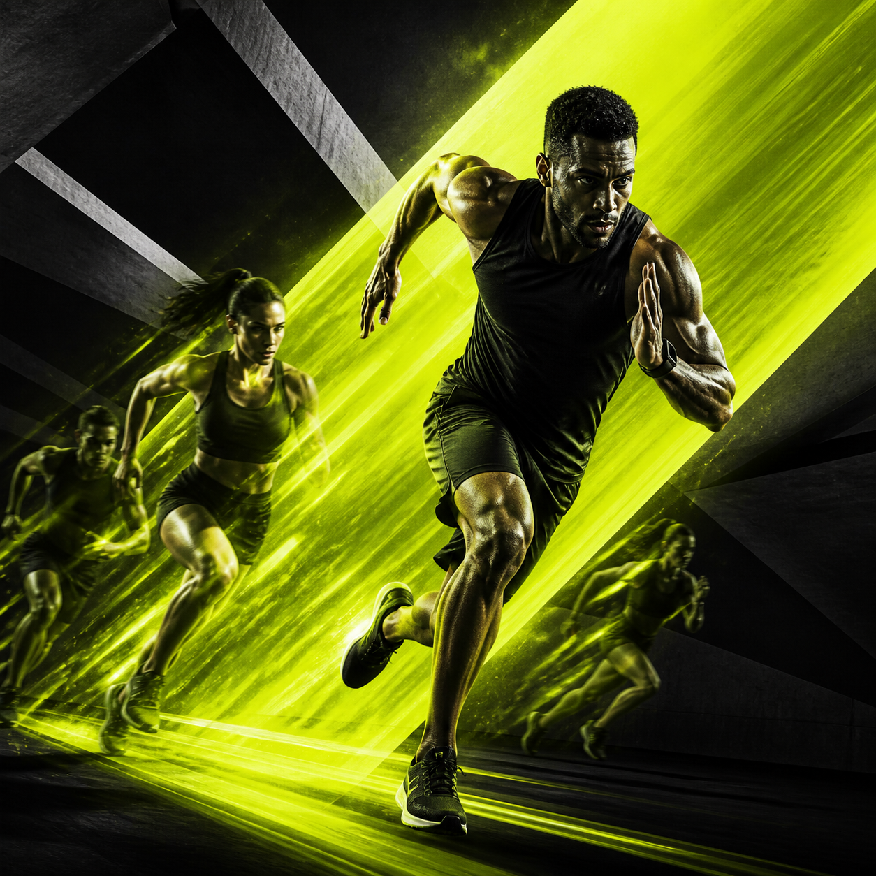 AI flyer design featuring dynamic runners in an energetic fitness style