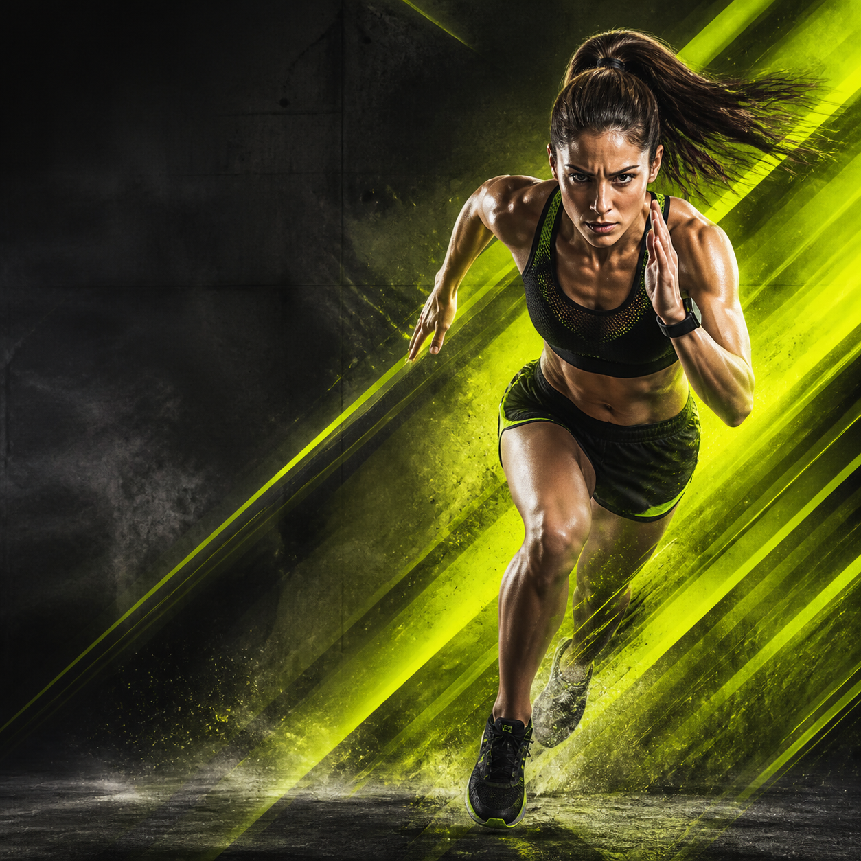 AI Flyers Maker fitness bootcamp flyer featuring a runner