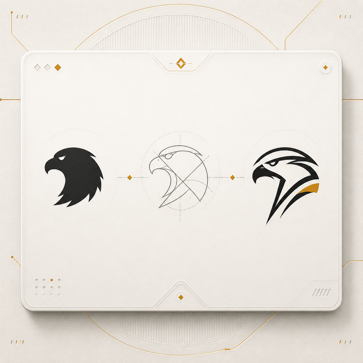 AI gaming logo generator transforming a falcon icon into a minimalist gaming logo