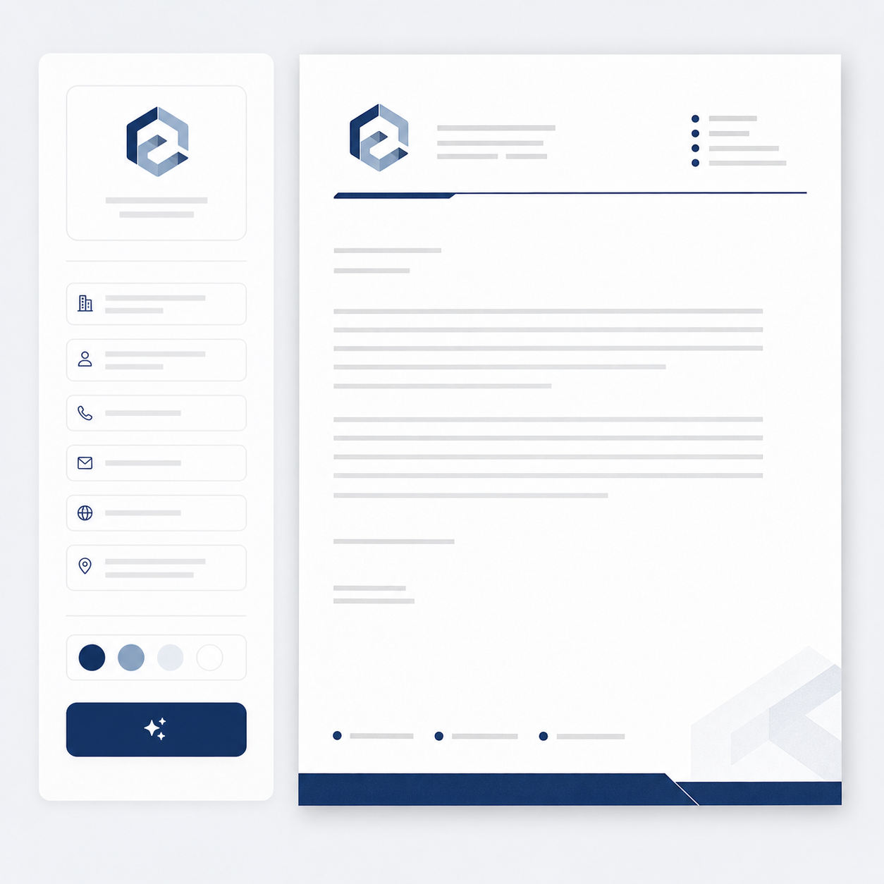 AI letterheads maker creating a professional branded letterhead from business details