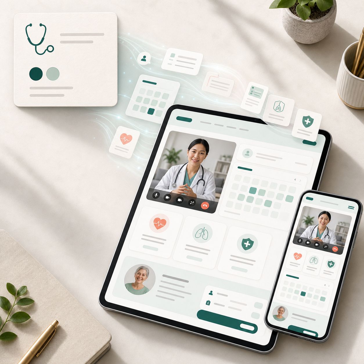 AI website builder turning a clinic brief into a responsive telehealth website