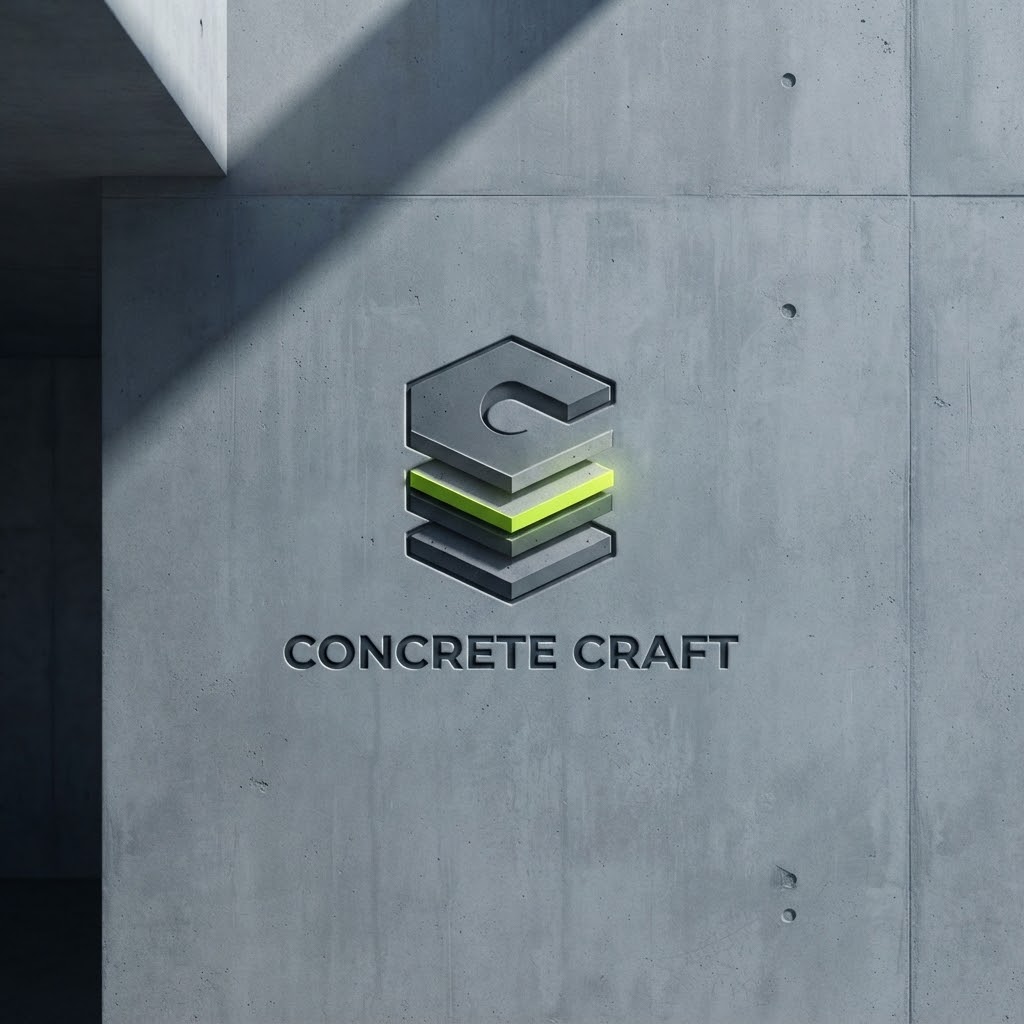AI construction logo generator result with a concrete monogram logo