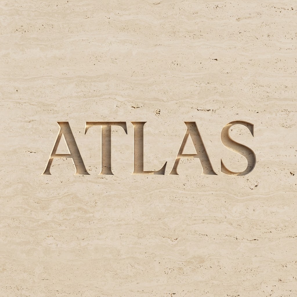 AI-generated engraved stone relief text logo