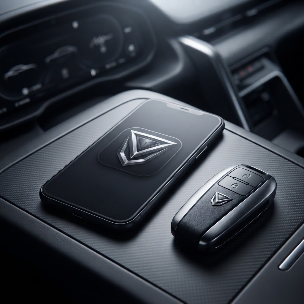AI-generated car logo used as a vehicle companion app icon