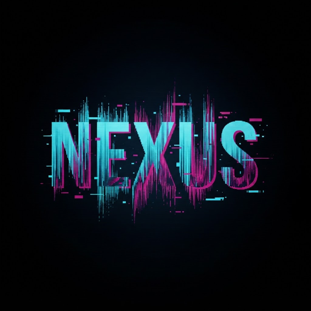 AI-generated cyberpunk glitch pixel text logo
