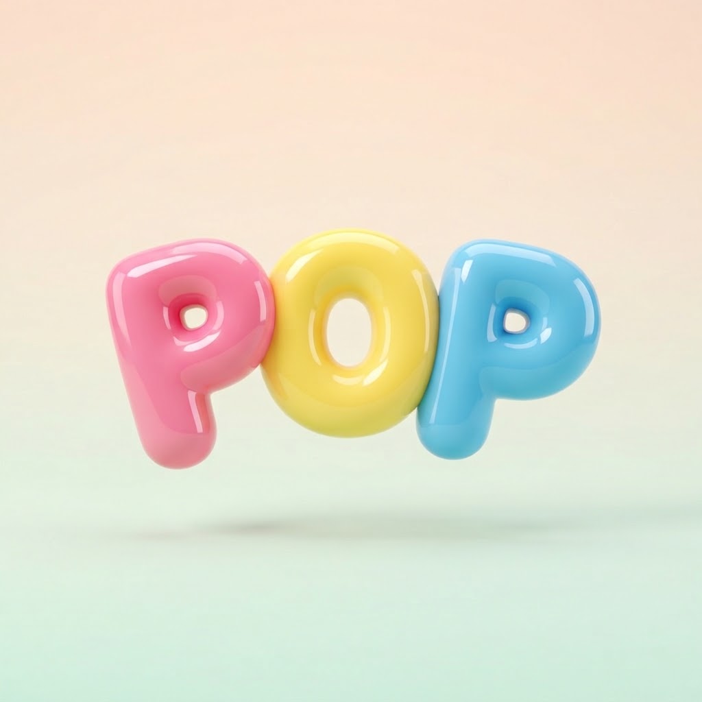 AI-generated colorful inflated bubble text logo