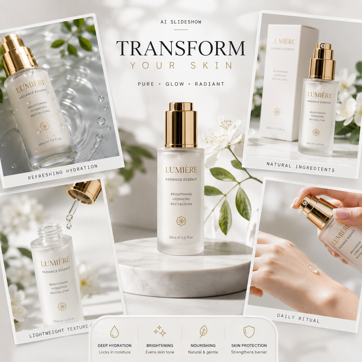 AI product photo slideshow with smooth motion and premium visual effects