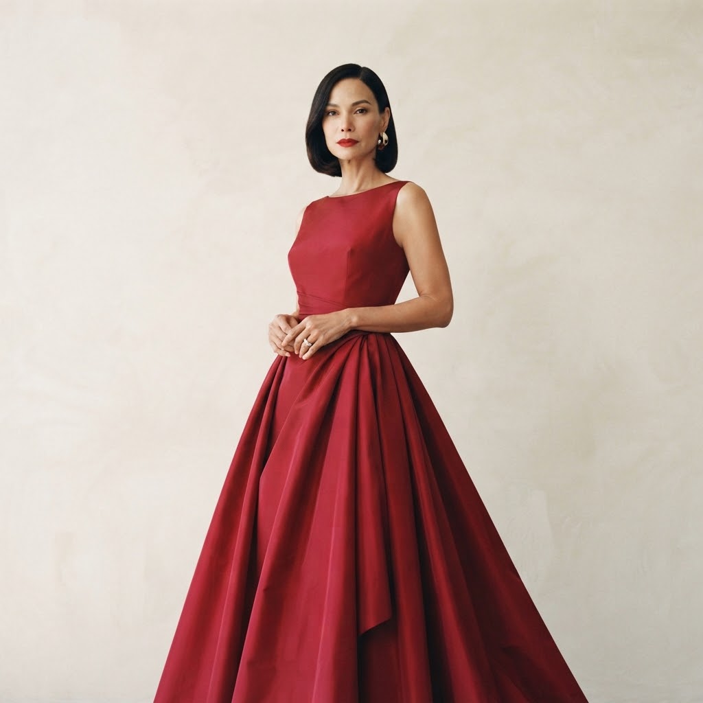 AI image replacement changing casual clothing into an evening dress