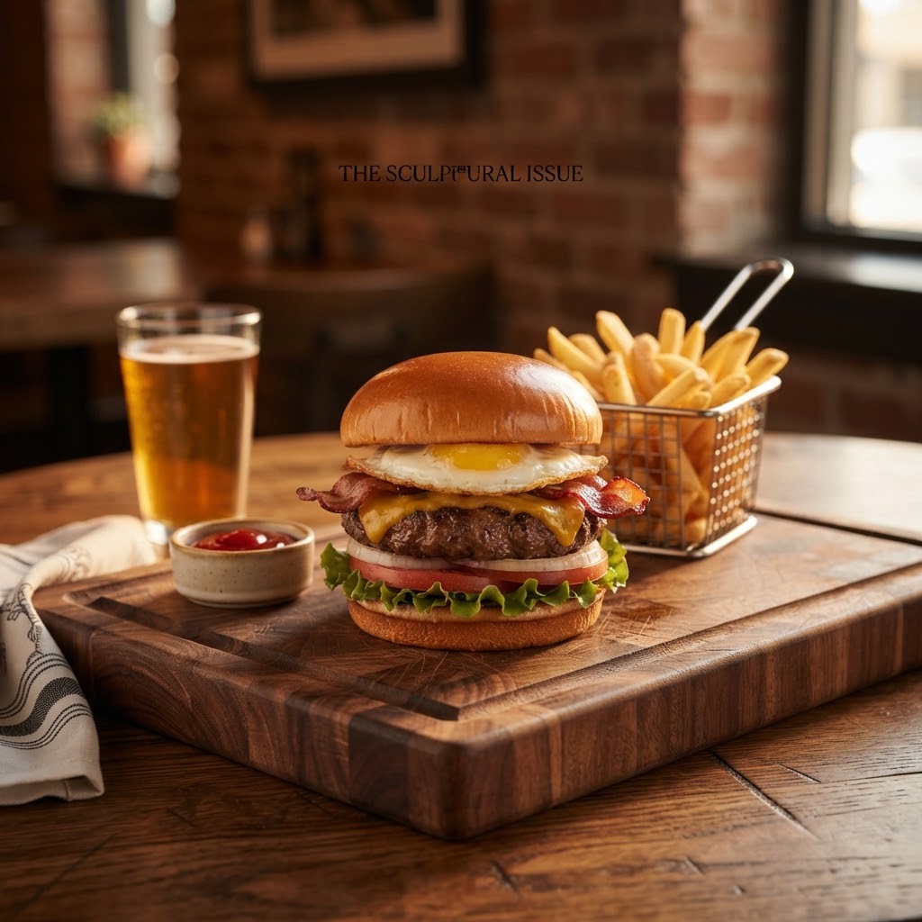 AI image replacement transforming food presentation with a wooden board