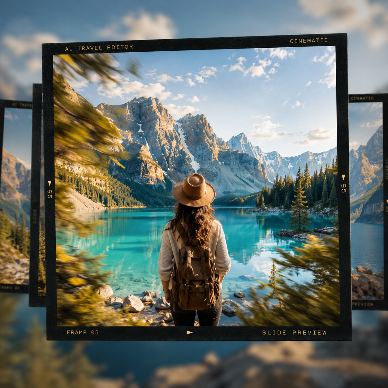 AI travel photo slideshow using a realistic 3D parallax motion effect