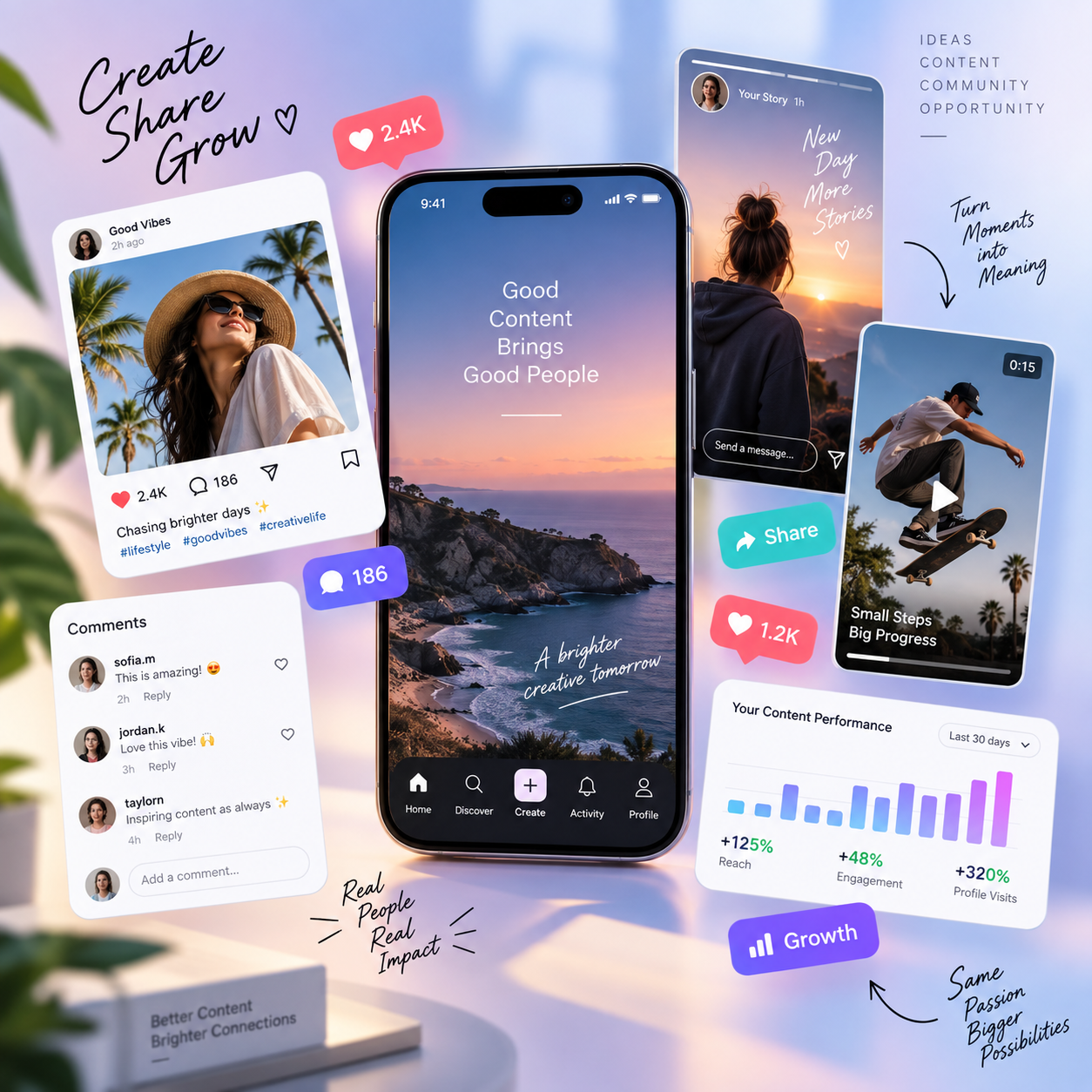 Social media content creation collage
