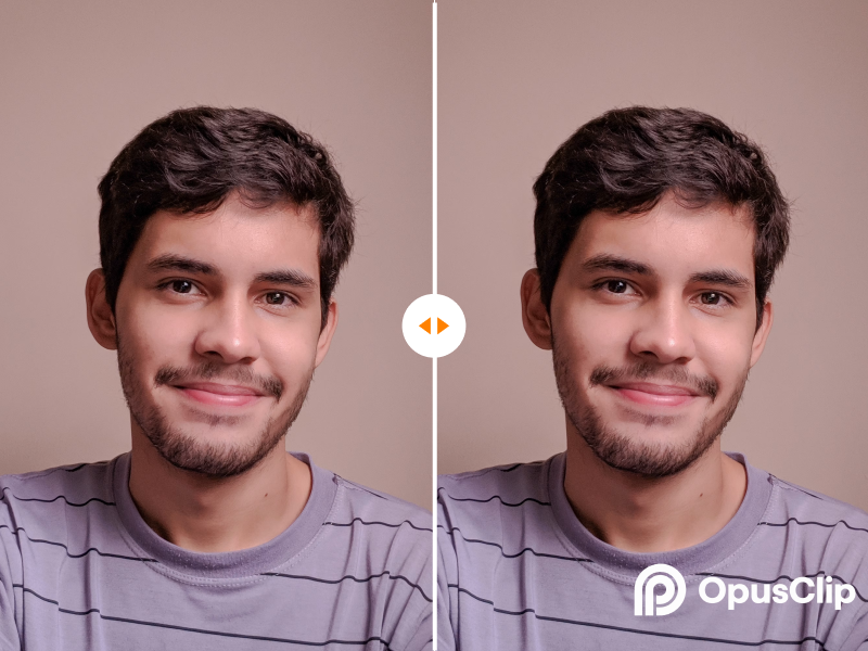 Before and after OpusClip watermark cleanup on a social media video