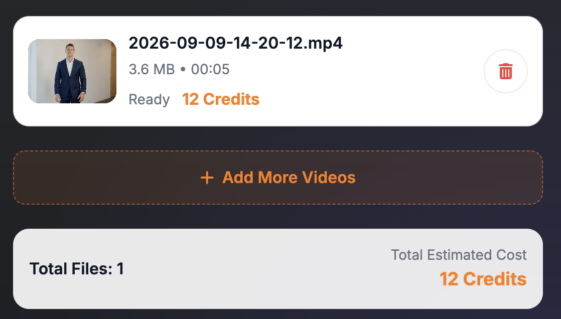 Estimated processing credits