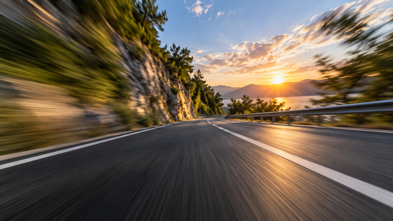 Fast-moving road scene
