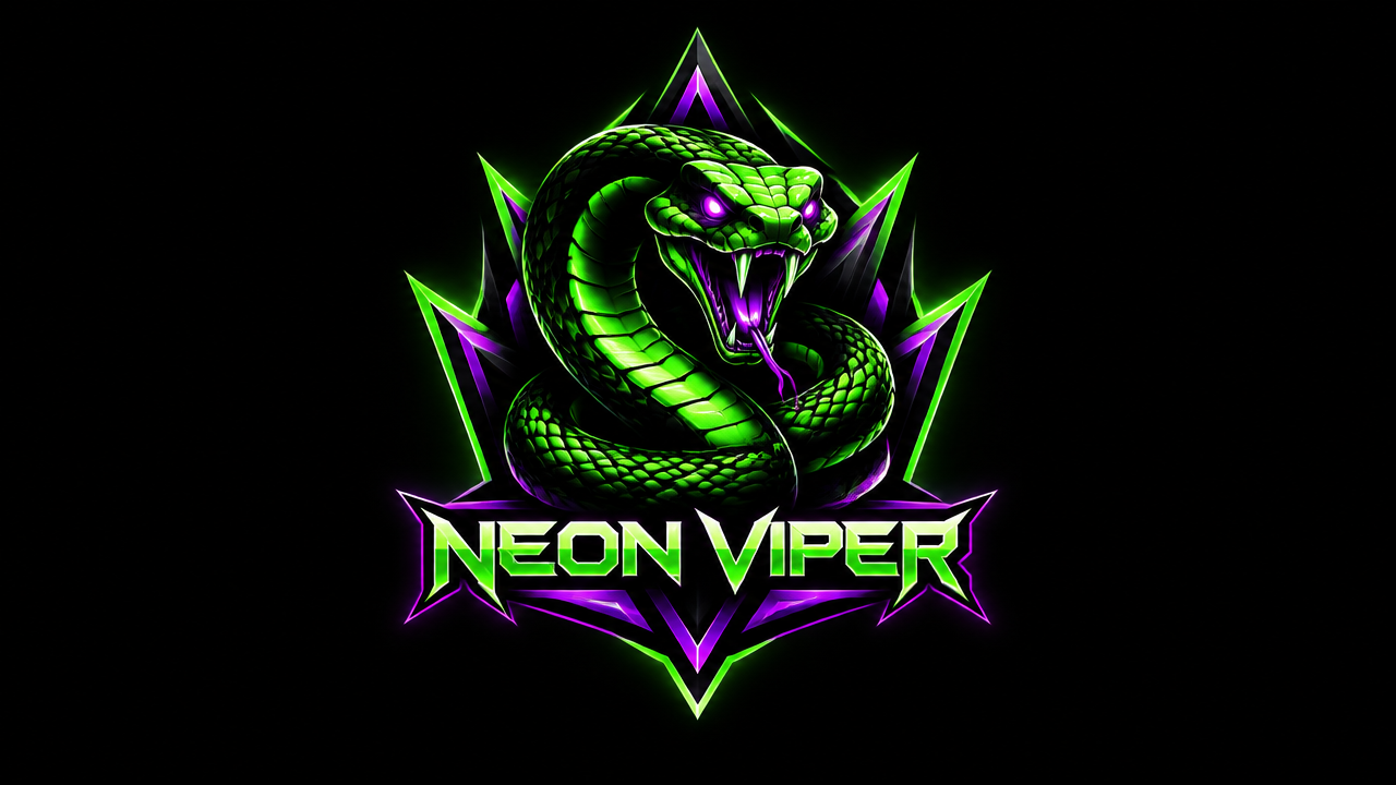 AI Sports Team Logo Generator 霓虹毒蛇电竞徽章与 Neon Viper 队名效果图