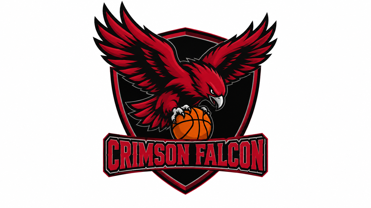 AI Sports Team Logo Generator 红色猎鹰篮球队徽与 Crimson Falcon 队名效果图