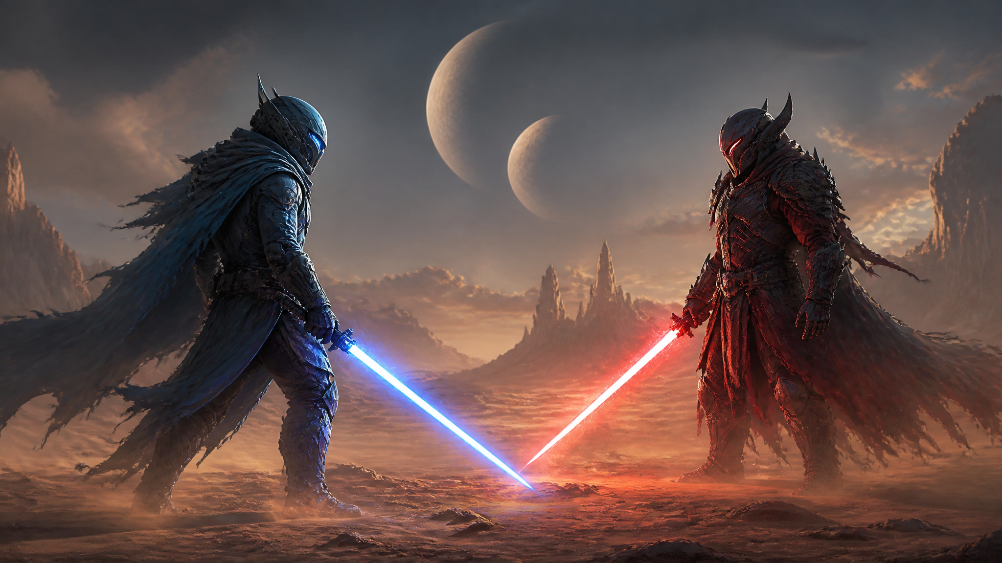 AI Star Wars Generator Desert Planet Energy Sword Duel Effect drawing