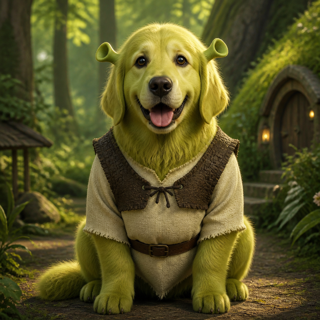 AI Shrek Generator 将宠物照片变成可爱绿色食人魔角色效果图