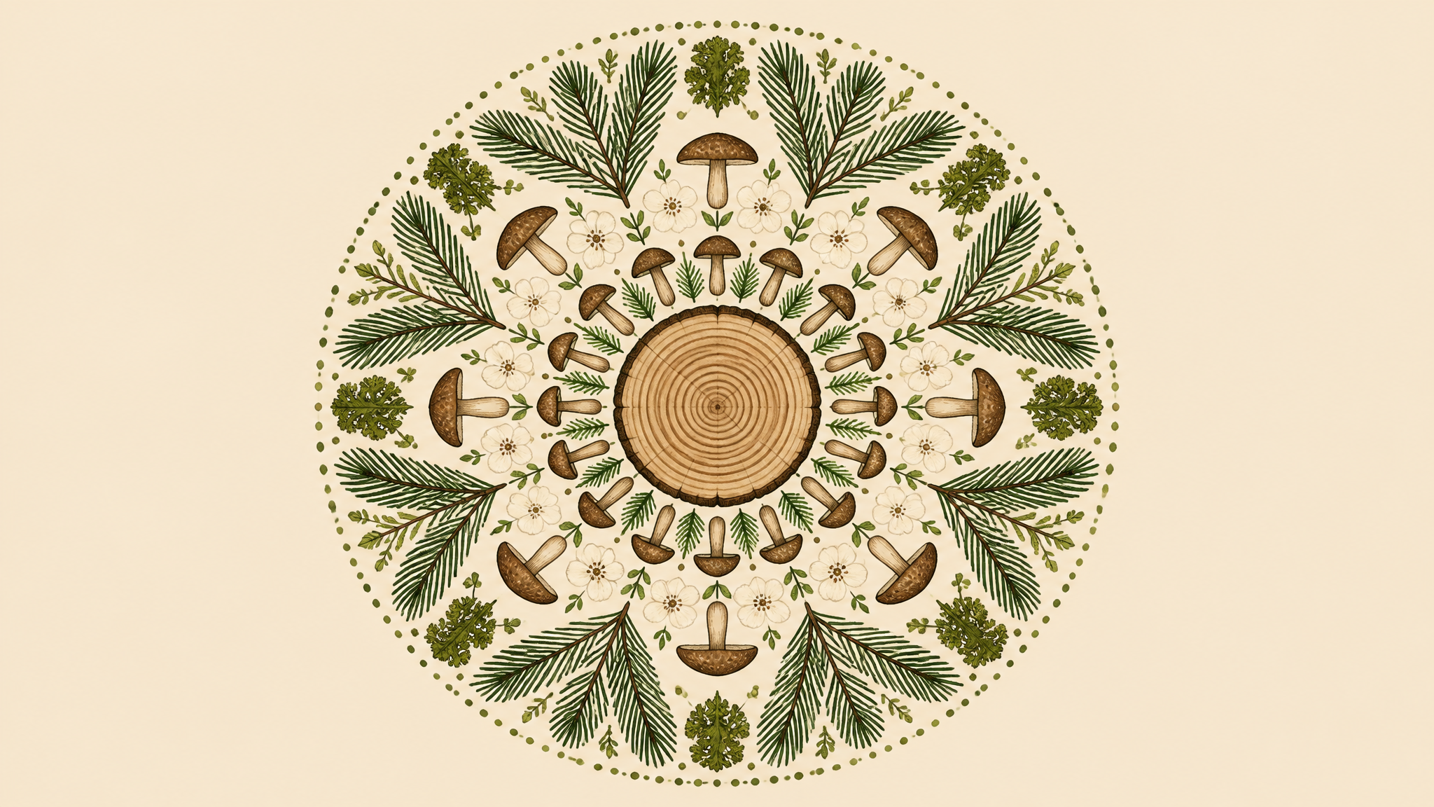 AI Mandala Generator 森林年轮与松叶主题曼陀罗效果图