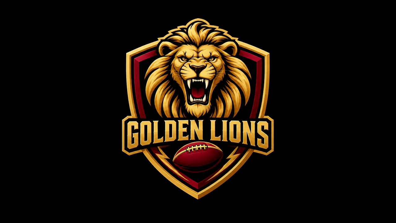 AI Sports Team Logo Generator 金色雄狮橄榄球队徽与 Golden Lions 队名效果图