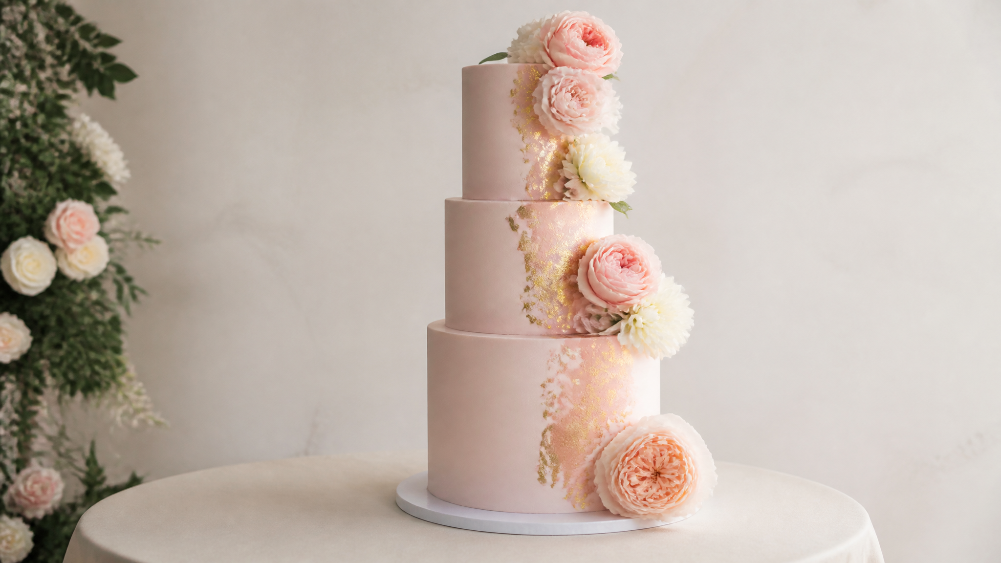 AI Cake Generator Pink Flower Wedding cake effect picture