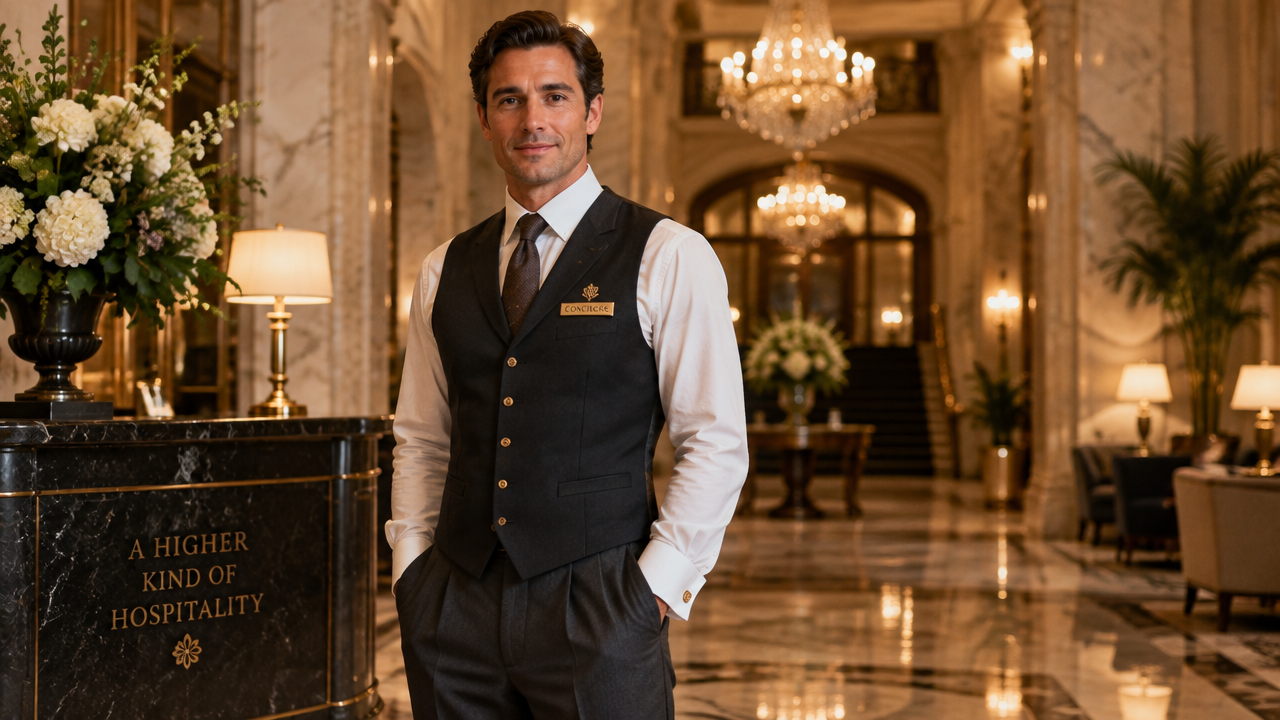 Luxury hotel concierge and front desk staff uniform generated with AI uniform generator