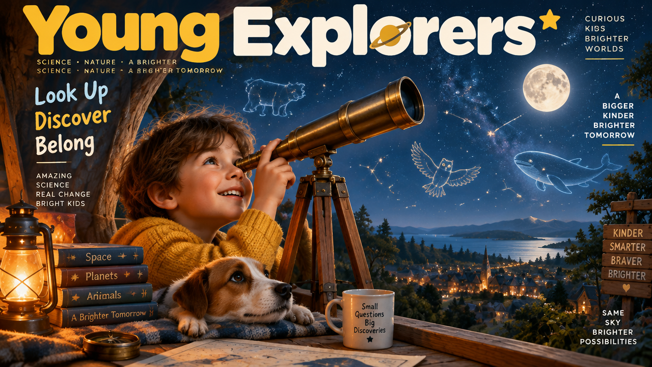alt="Children's science exploration and astronomy publication cover created with AI magazine generator"