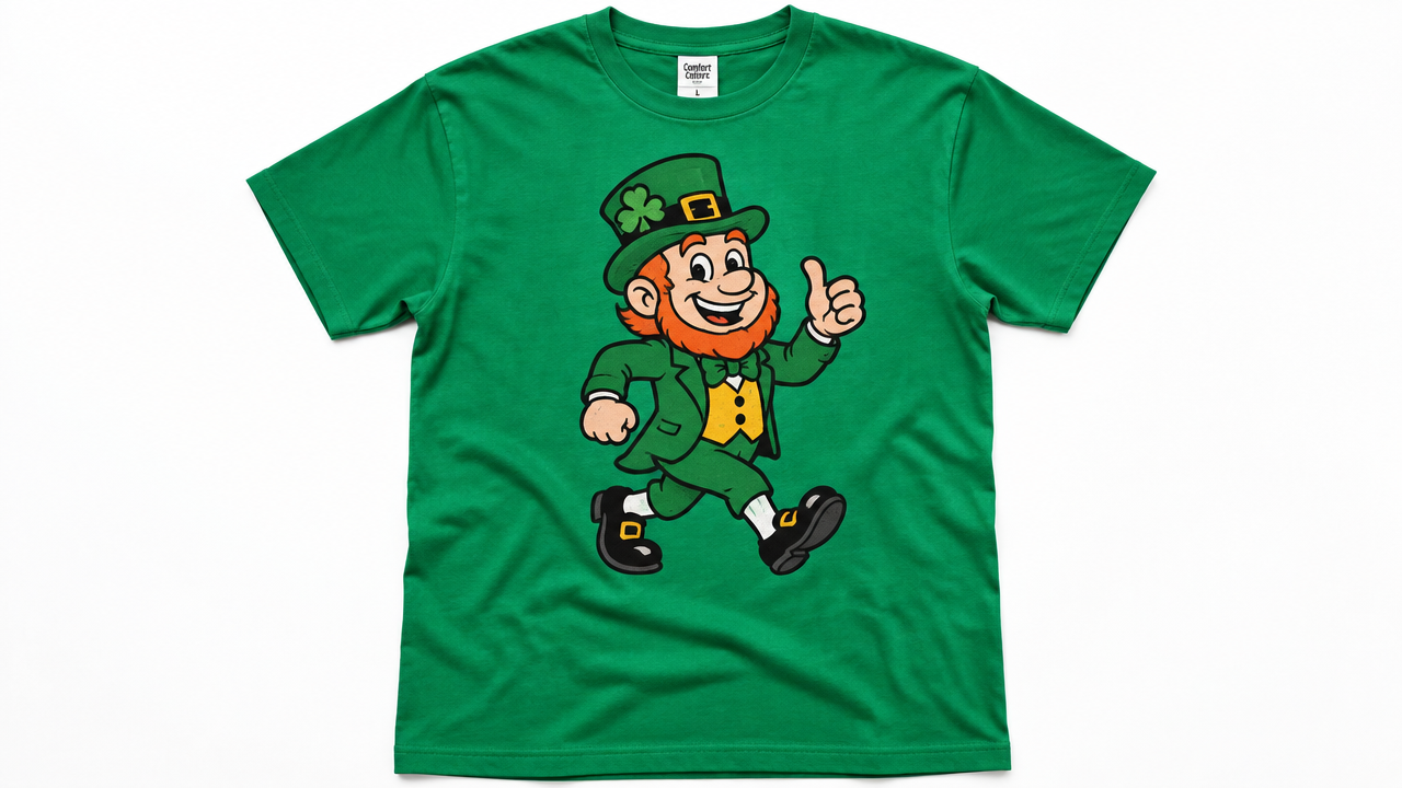 Clean emerald green combed cotton mascot t-shirt mockup created with AI t shirt design generator