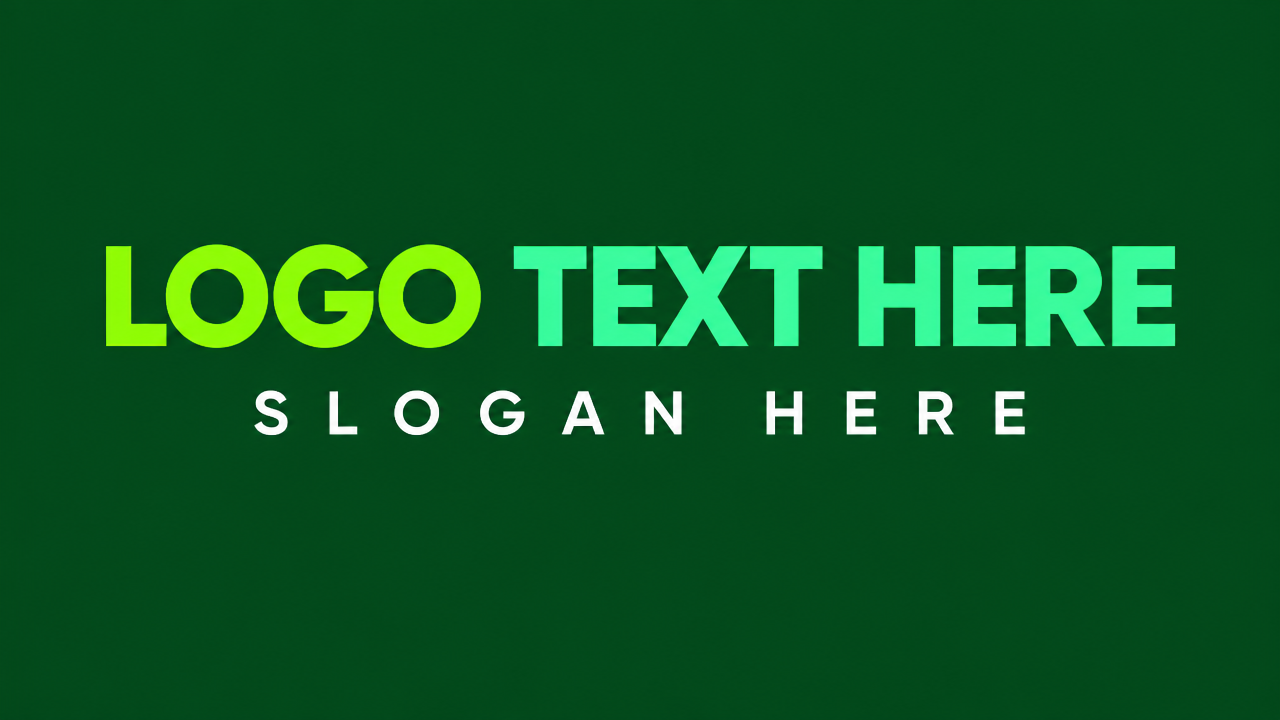 Fluorescent cyan green high-contrast modern geometric sans-serif plain text Logo design effect on a dark green background