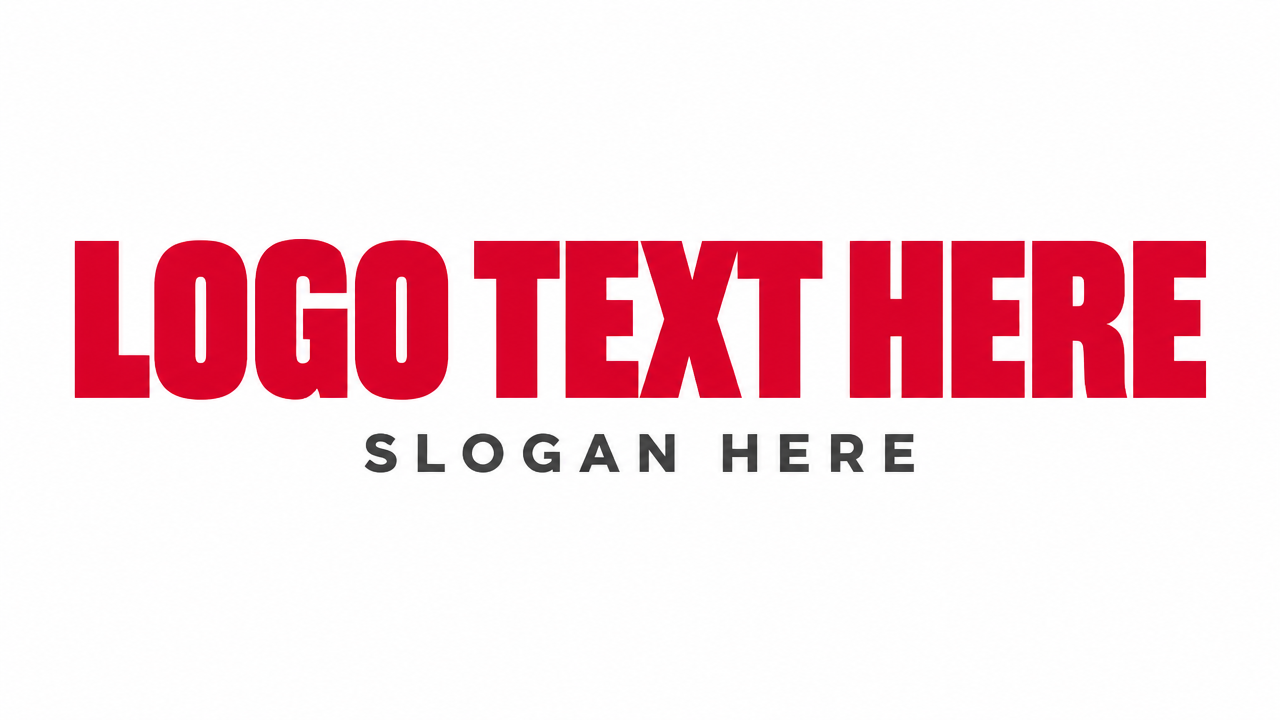 The design effect of a Logo with extremely thick geometric blocks of pure text in bright Chinese red on a pure white background