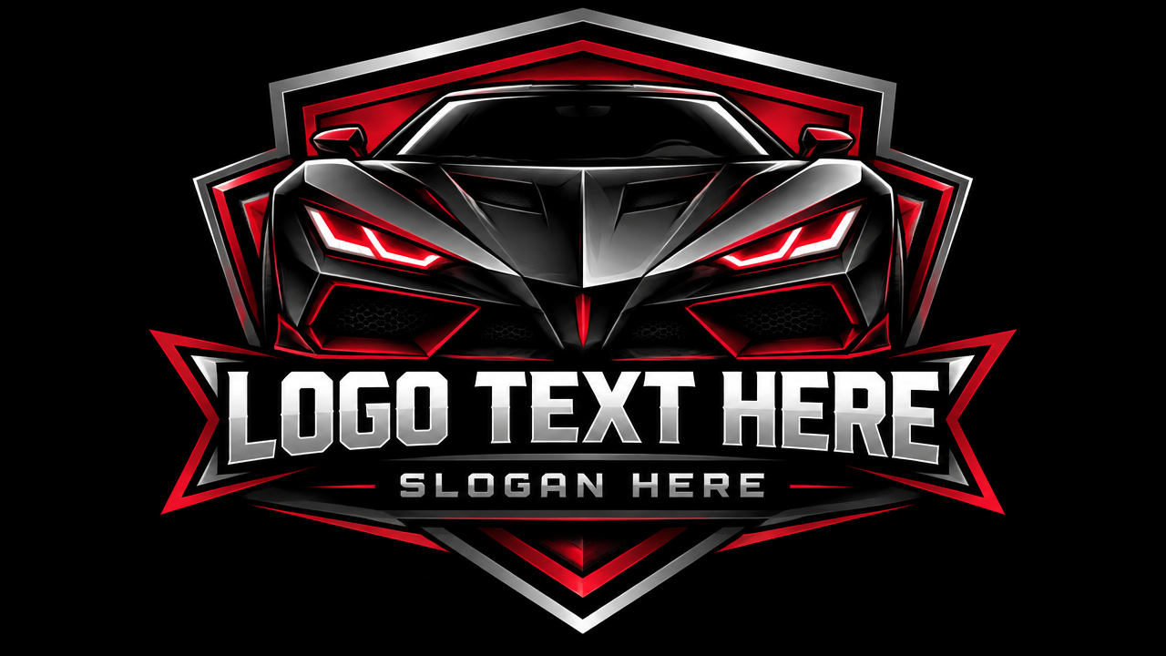 Aggressive supercar shield crest logo design