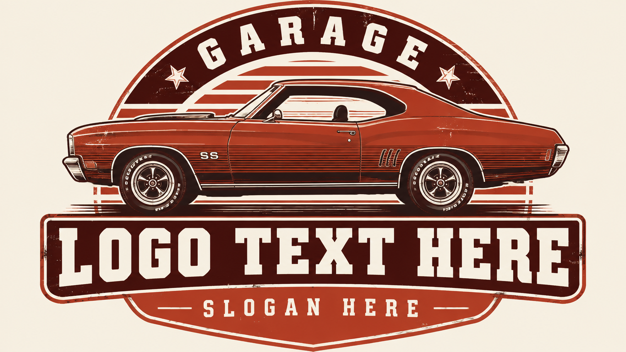 Classic vintage muscle car logo text here template
