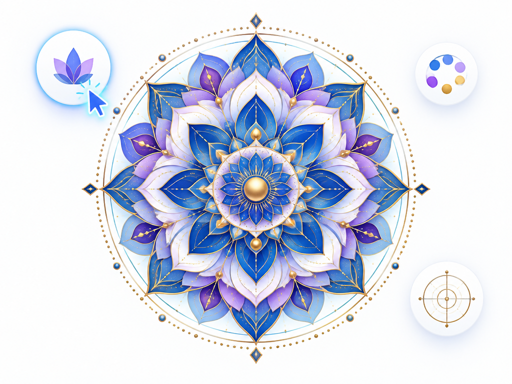 AI Mandala Generator создает идеально симметричные рендеры мандал с помощью простых фигур и выбора цвета.