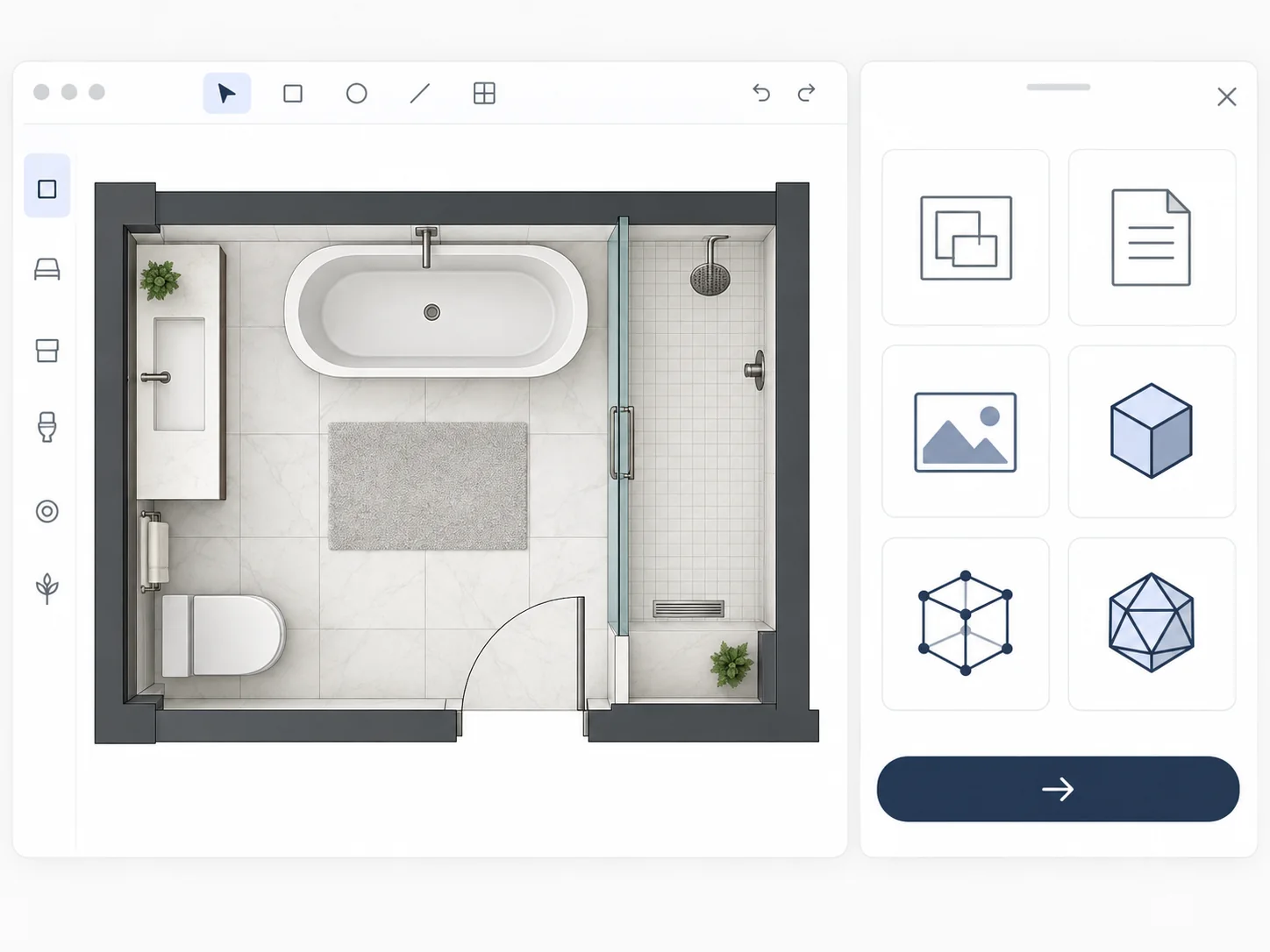 Illustrative floor plan export interface