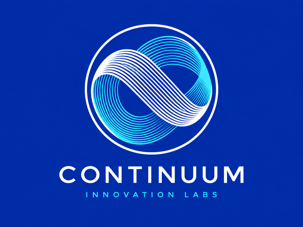 The minimalist 2D vector circular Logo design of the Opple multi-dimensional infinite Mobius strip on the royal blue background card symbolizes the inspiration of the technology and creative think tank.