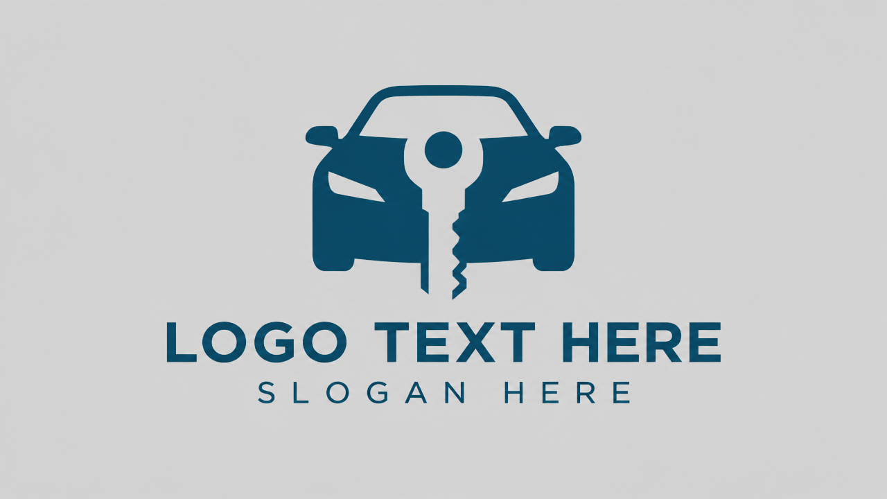 Car rental logo combining key and vehicle silhouette
