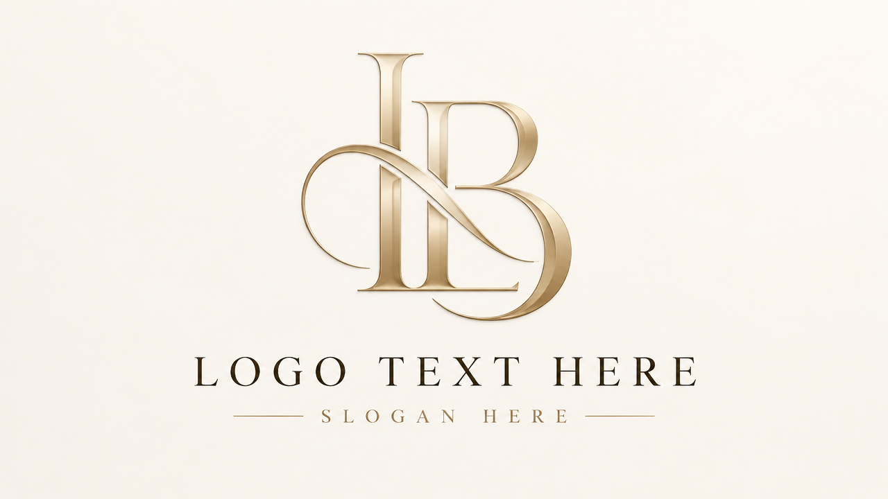 Minimalist luxury gold monogram logo template on soft cream