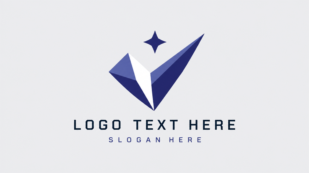 Minimalist negative space checkmark and neural AI productivity app logo template