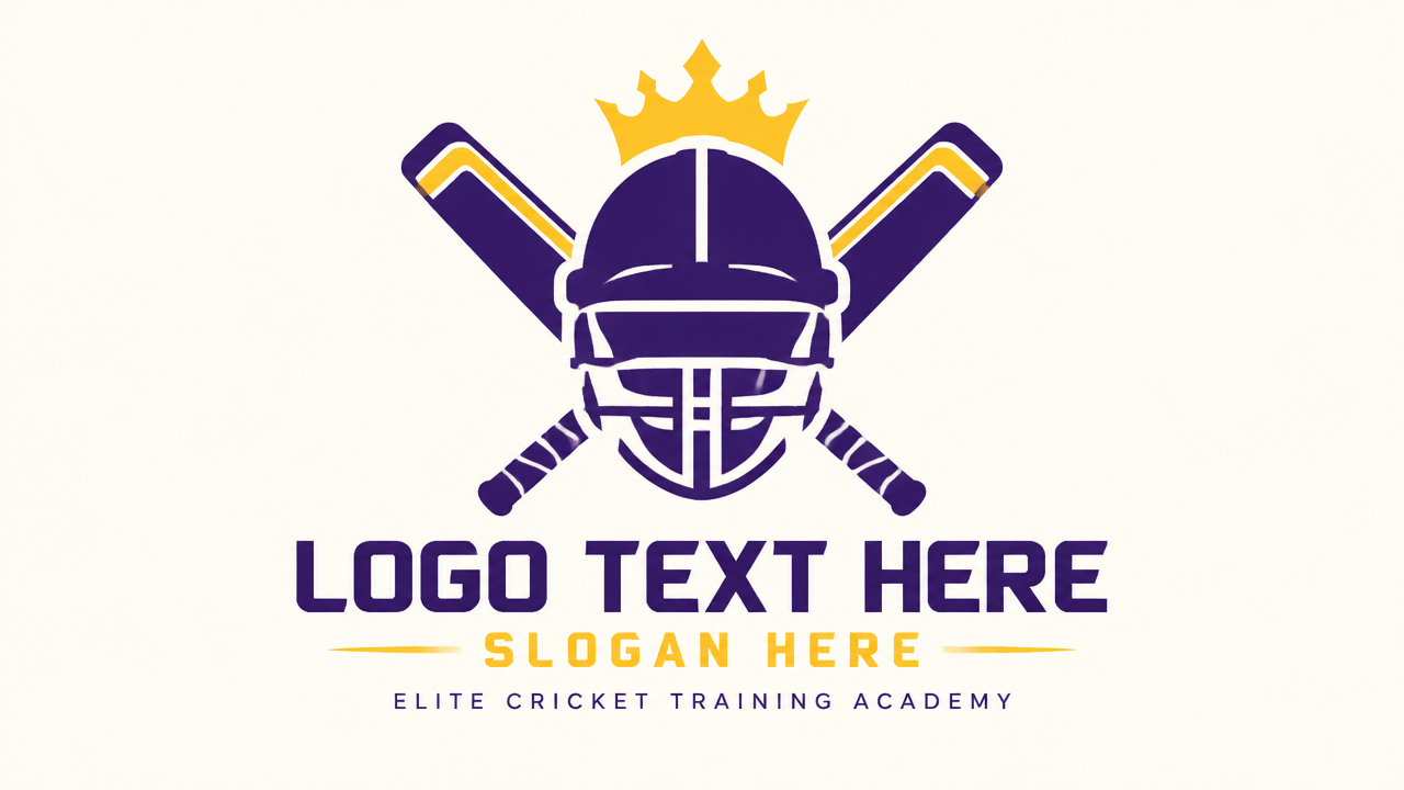 Minimalist geometric cricket helmet and bat logo template for training academy