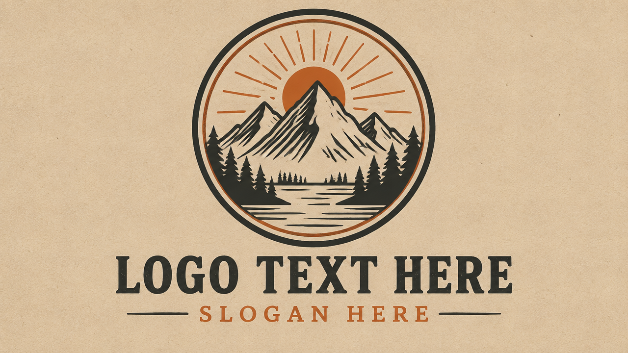 Vintage circular line art badge logo template with placeholder text