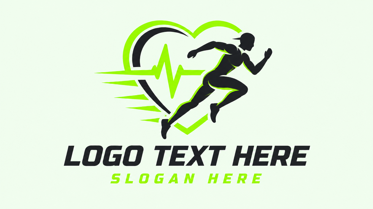 Dynamic kinetic pulse and running motion mobile fitness app logo template