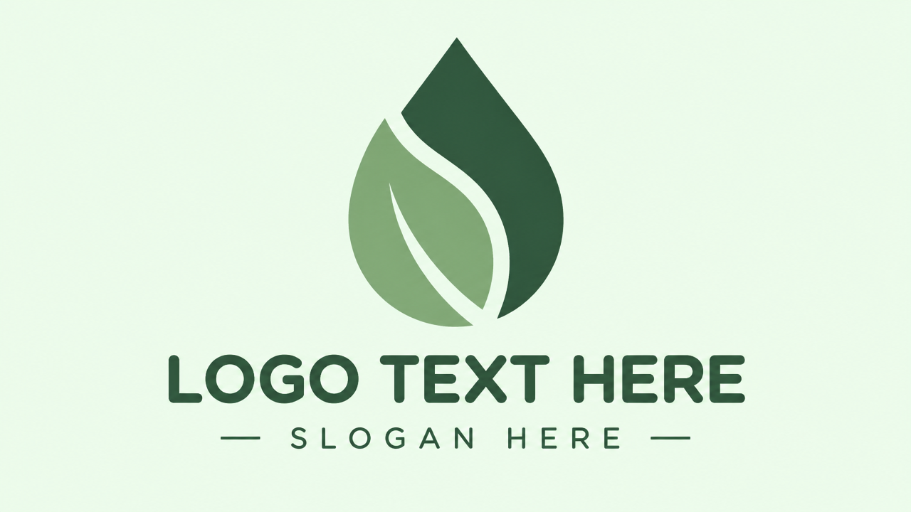 Modern organic leaf negative space logo template on soft green card