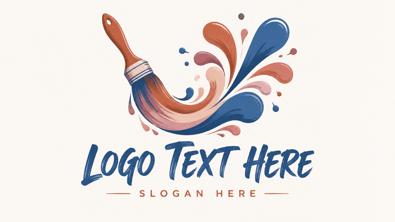 Expressive watercolor brush stroke and paint splash artistic graphic logo template