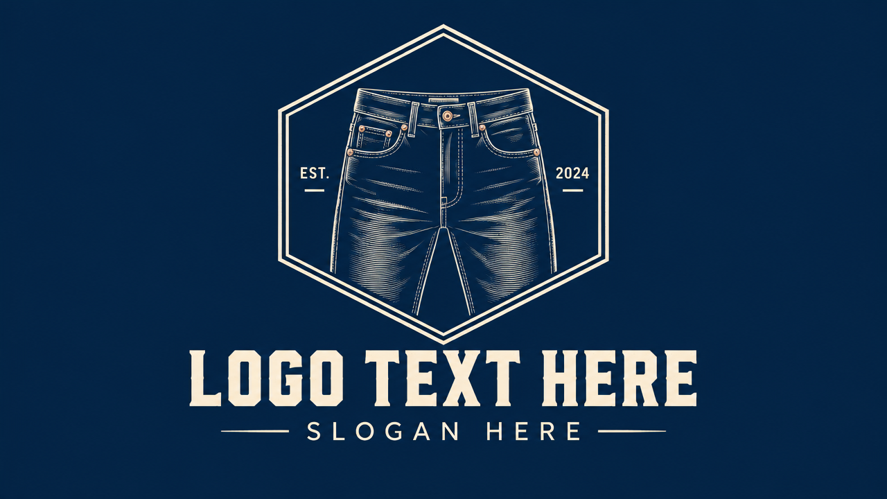 Tailored belted trousers clothing logo design template on grey