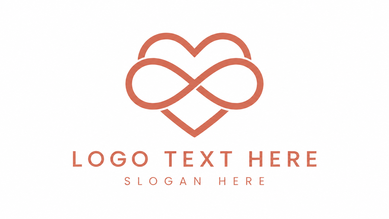  Minimalist continuous monoline infinity knot heart logo design template on white