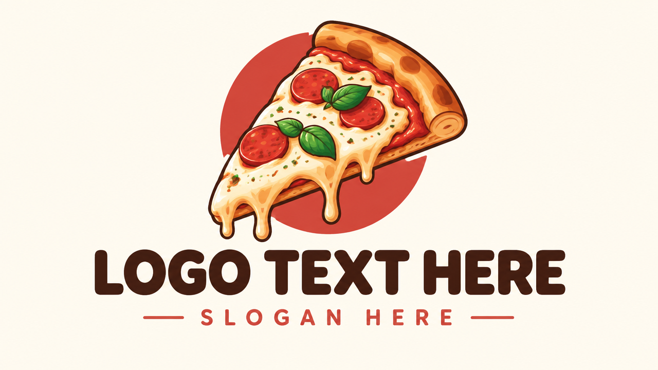 Modern craft pizza eatery logo template with logo text here