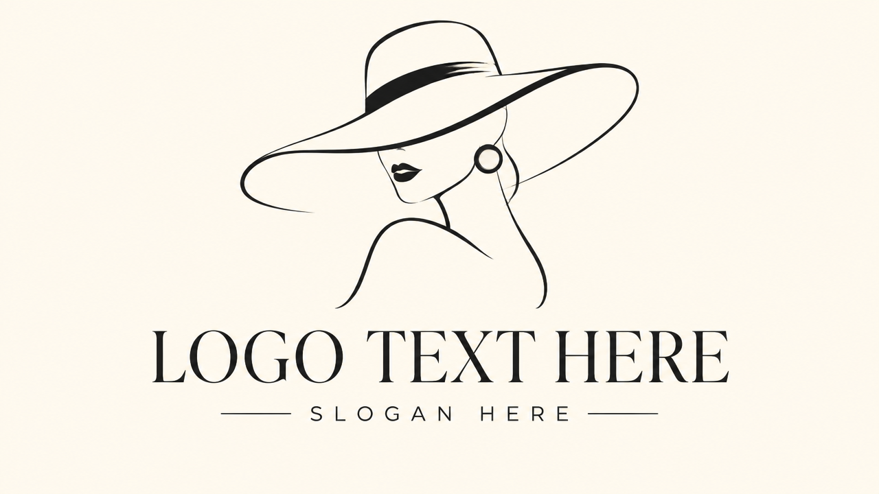Elegant fashion boutique logo design template with chic woman silhouette