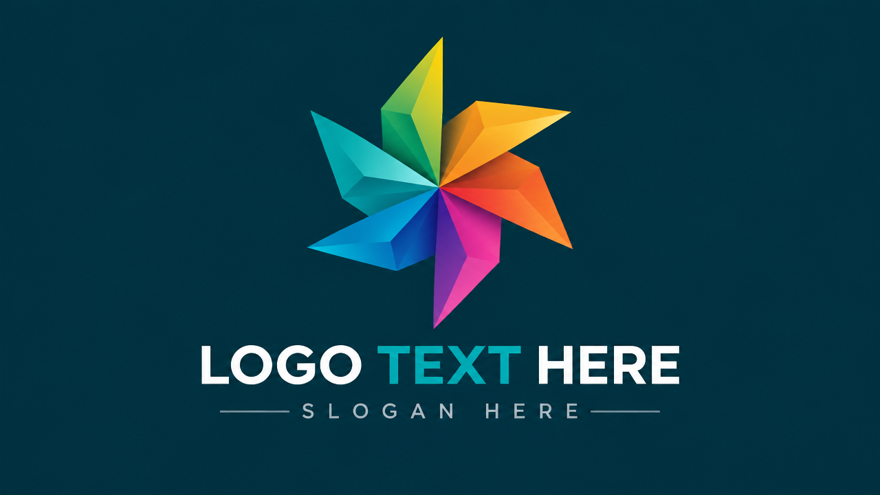  Creative geometric origami pinwheel turbine logo design template card