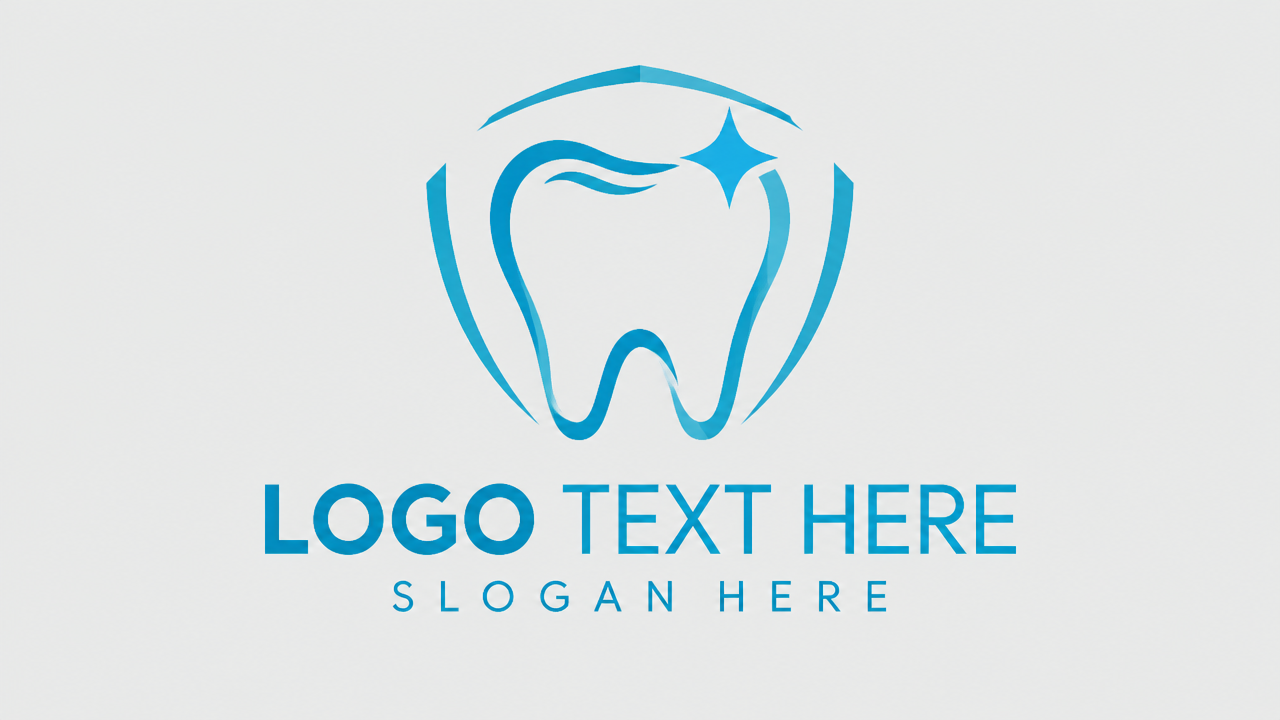 Modern dental clinic tooth silhouette logo design template on light grey