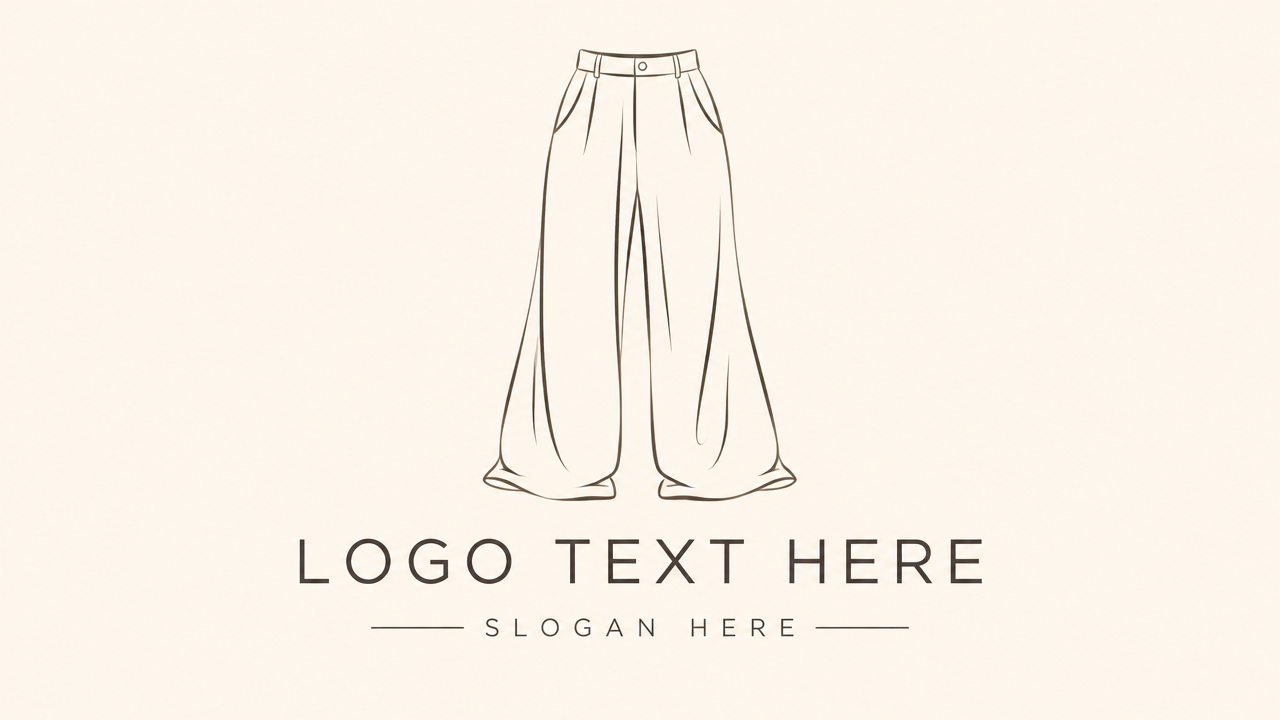 Minimalist fluid line art trousers apparel logo design template on cream background